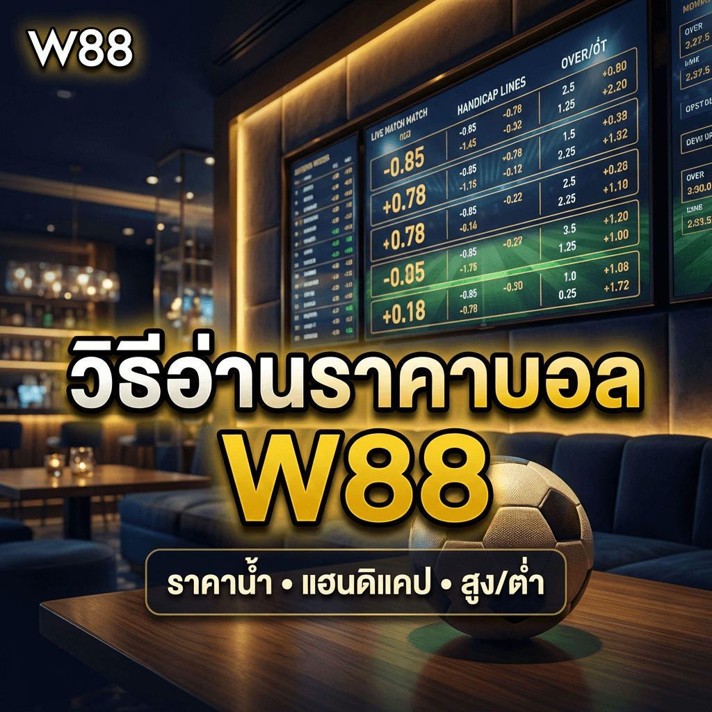 วิธีอ่านราคาบอล W88 — เข้าใจราคาน้ำ แฮนดิแคป สูง/ต่ำ ละเอียดทุกประเภท