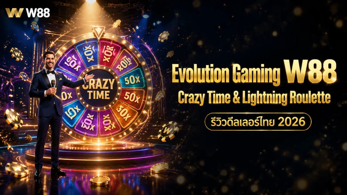 Evolution Gaming W88 — รีวิวสมบูรณ์: Crazy Time, Lightning Roulette และดีลเลอร์สด 2026